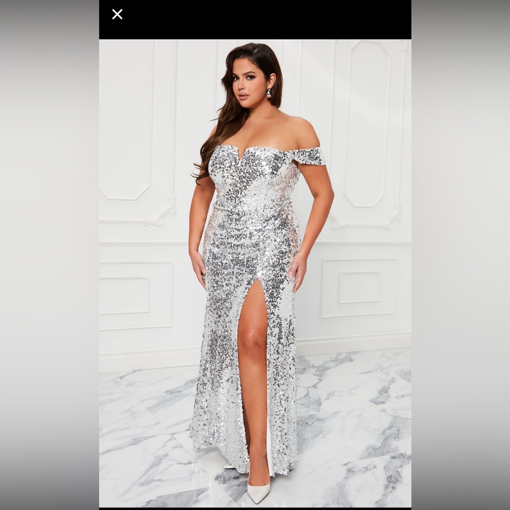 NWT Champagne Please” Sequin Maxi Dress (Fashion Nova)